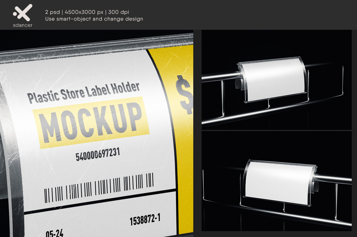 Plastic Store Label Holder Mockup