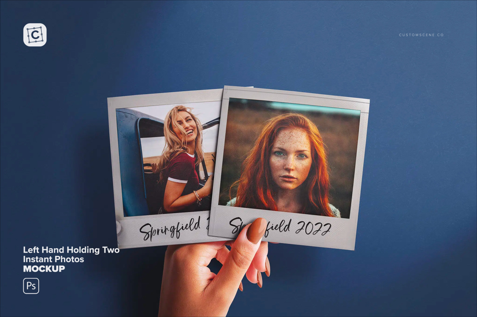 Left Hand Holding Two Instant Photos Left Hand Holding Two Instant Photos