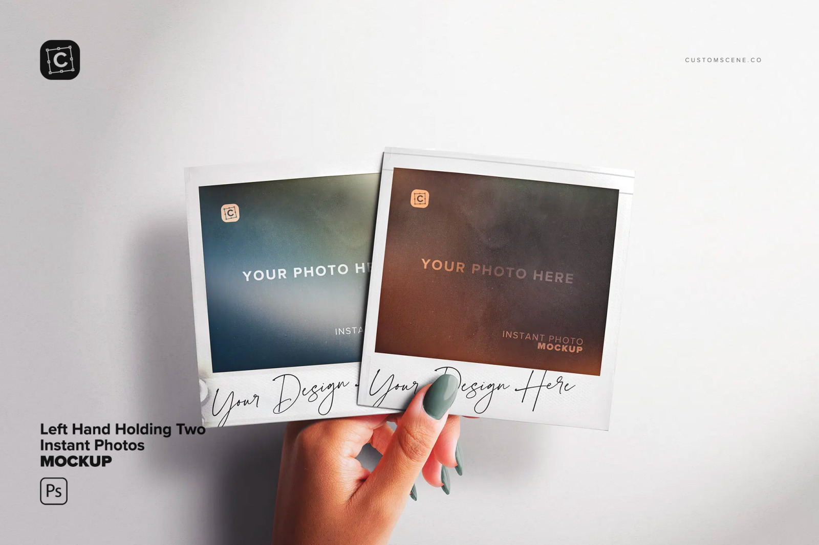 Left Hand Holding Two Instant Photos Left Hand Holding Two Instant Photos