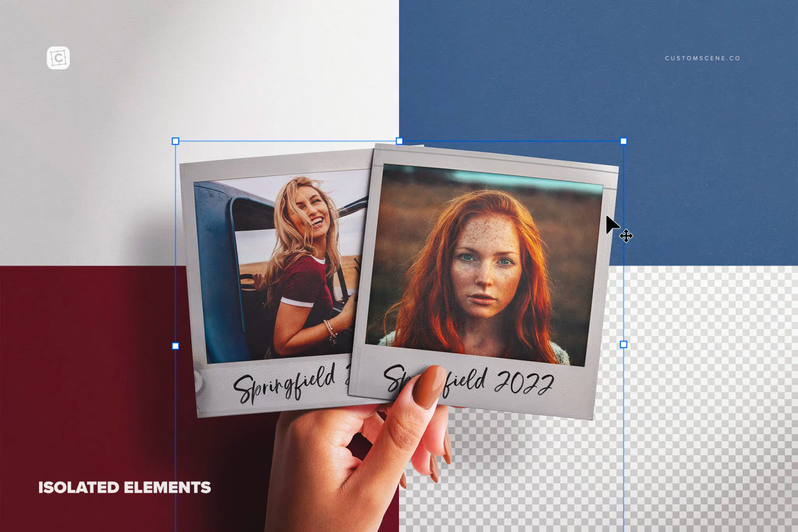 Left Hand Holding Two Instant Photos Left Hand Holding Two Instant Photos
