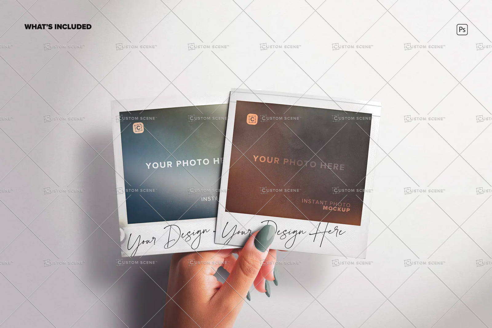 Left Hand Holding Two Instant Photos Left Hand Holding Two Instant Photos