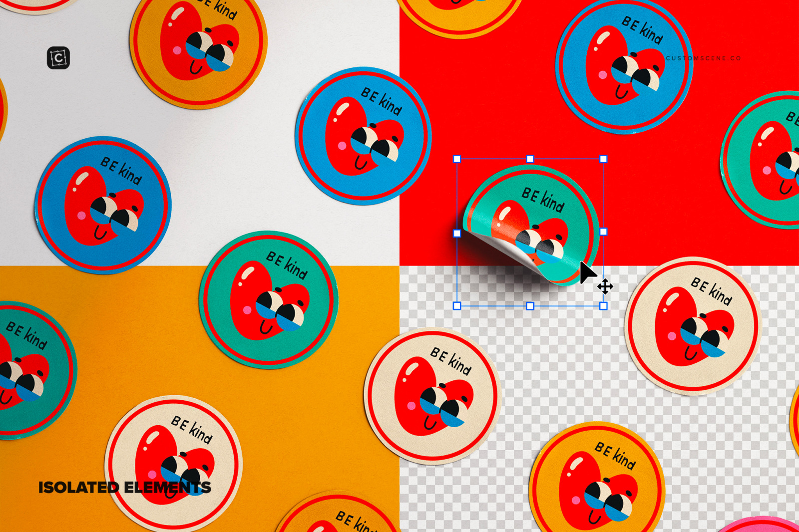 Diagonal Layout Round Stickers