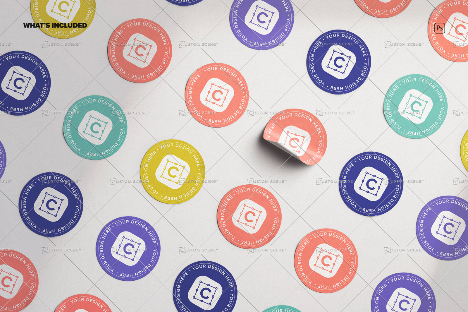 Diagonal Layout Round Stickers