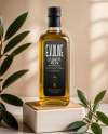 Clear Glass Olive Oil Bottle with Shrink Cap Mockup