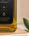 Clear Glass Olive Oil Bottle with Shrink Cap Mockup