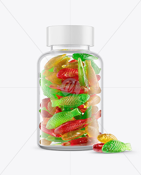 Plastic Bottle with Gummies Mockup