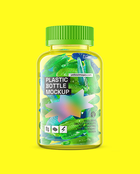 Plastic Bottle with Gummies Mockup