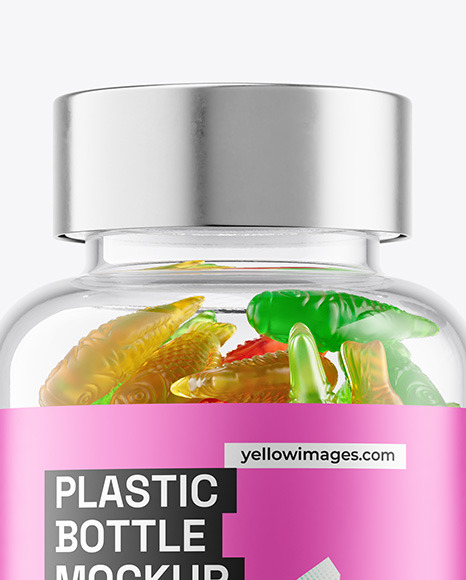 Plastic Bottle with Gummies Mockup