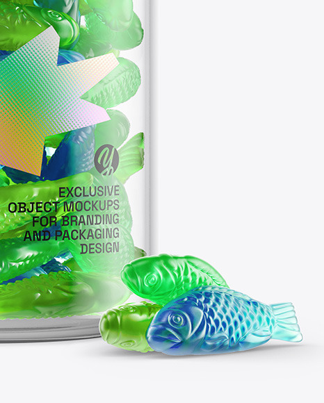 Plastic Bottle with Gummies Mockup