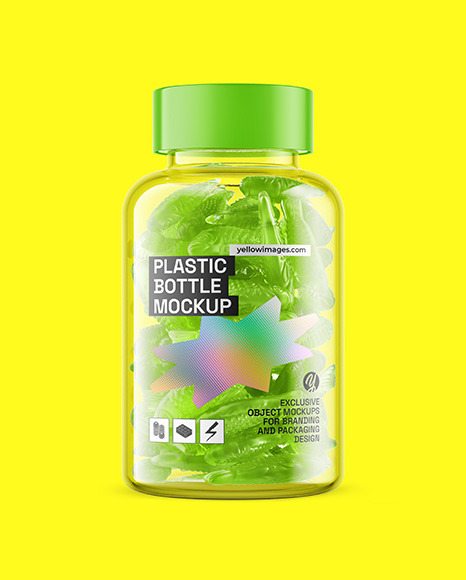 Plastic Bottle with Gummies Mockup