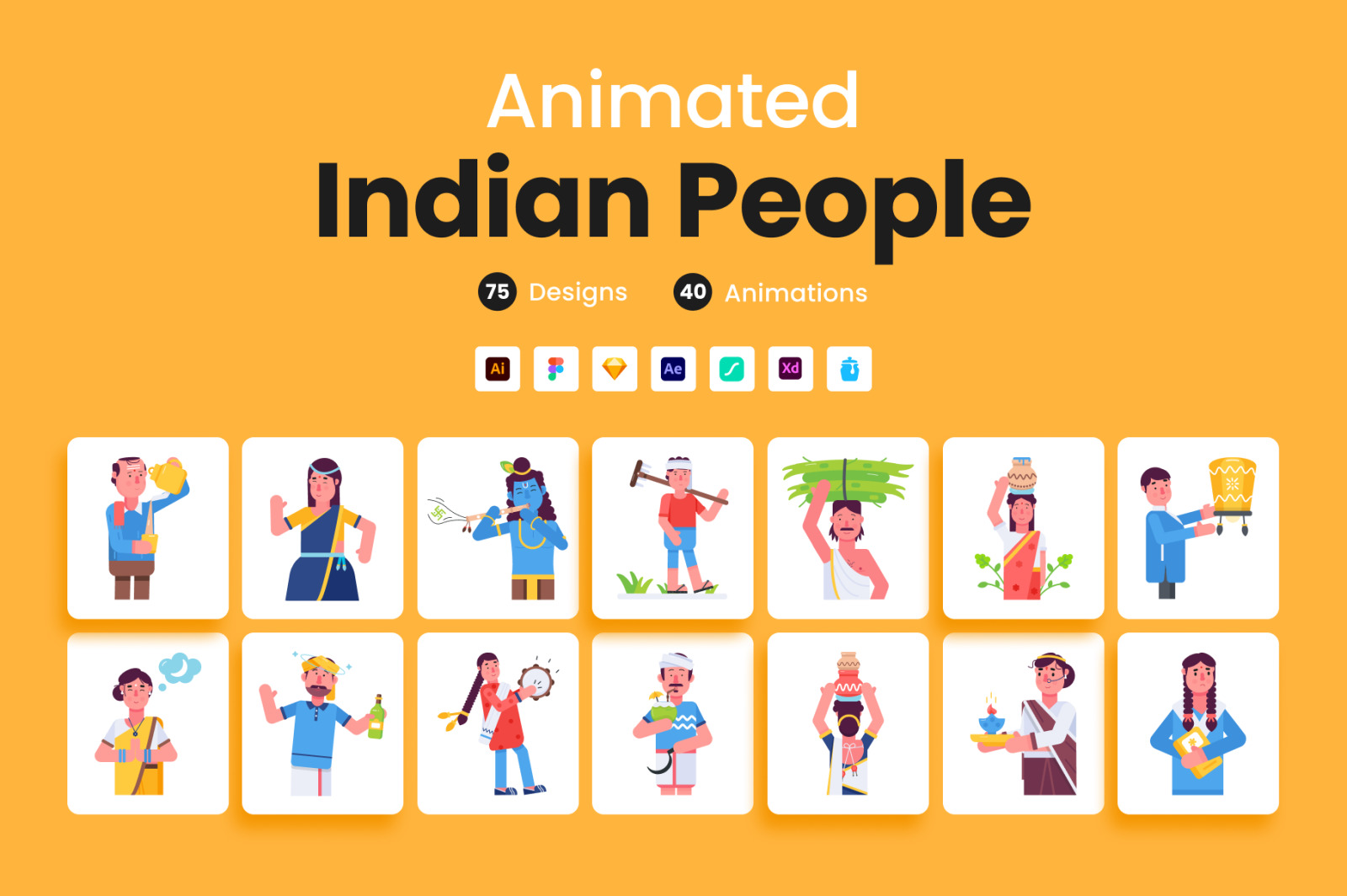 Animated Indian People Icons Animated Indian People Icons