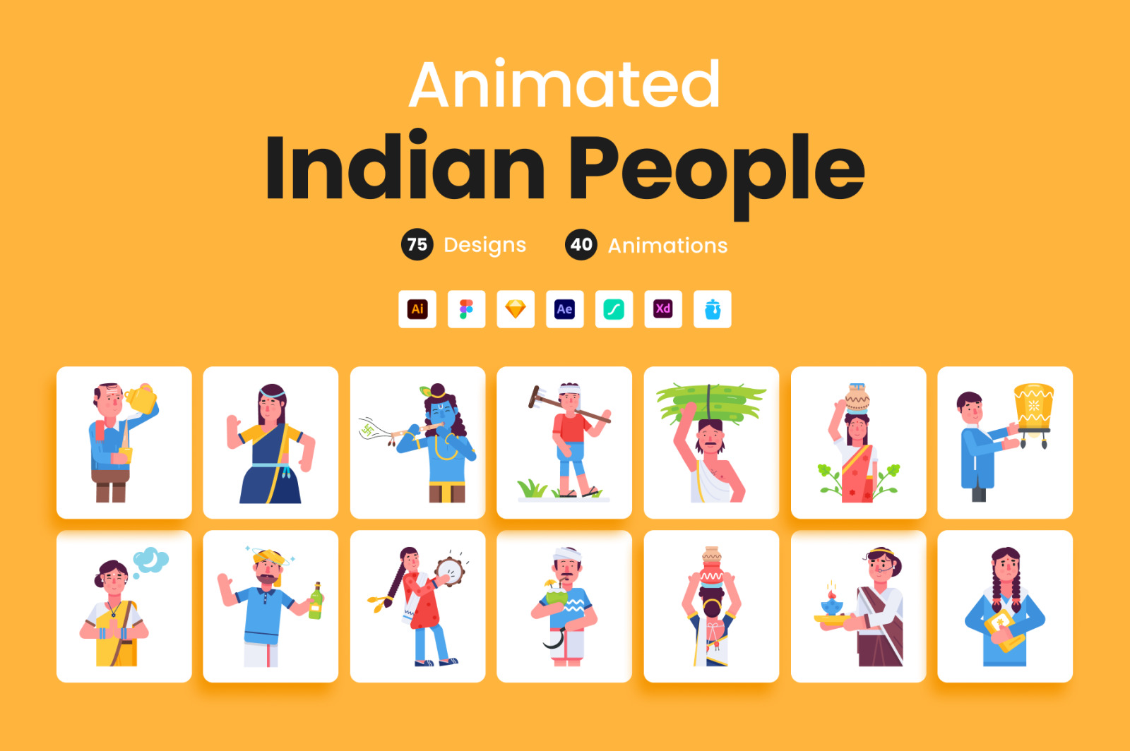 Animated Indian People Icons