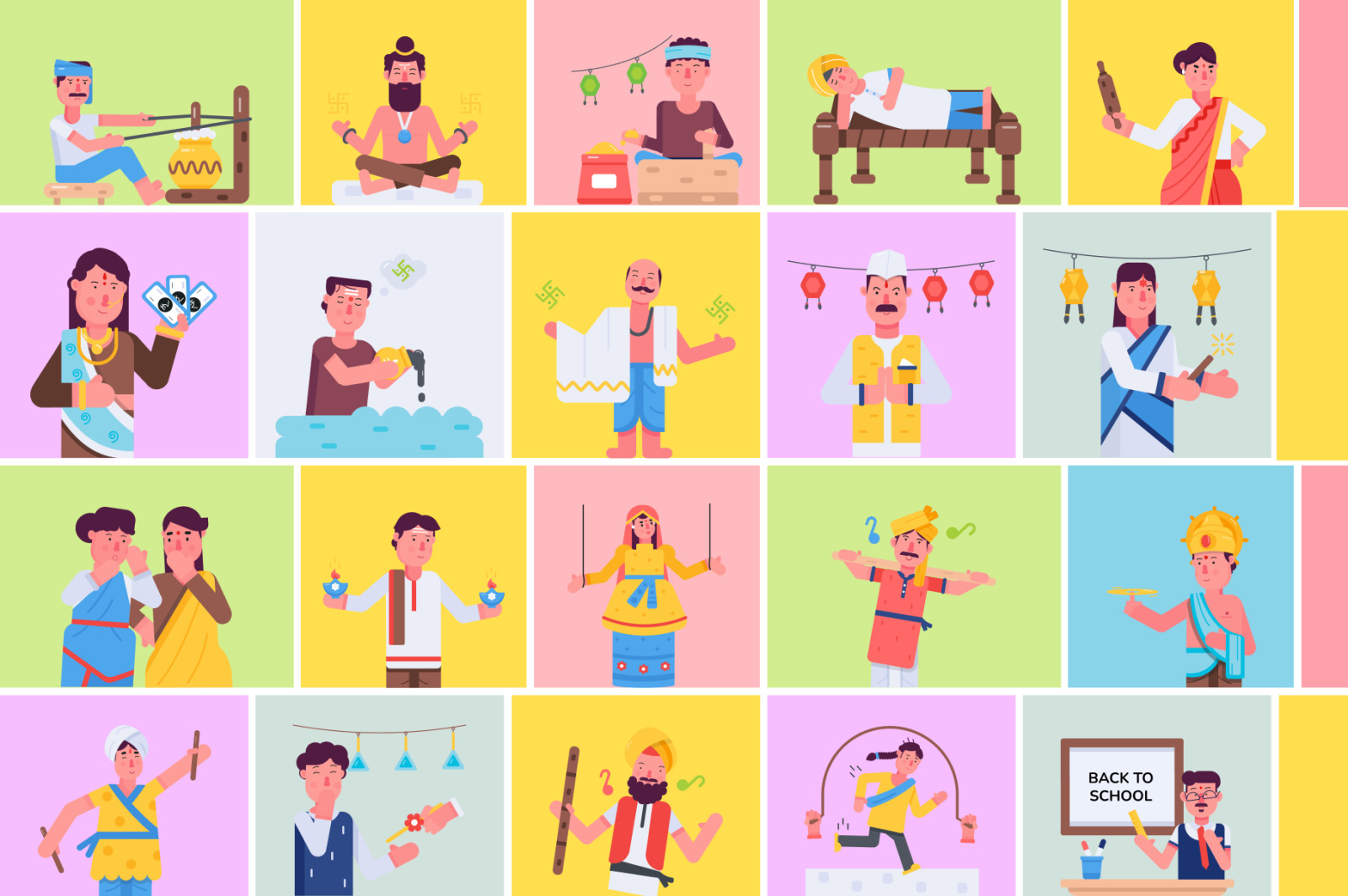 Animated Indian People Icons Animated Indian People Icons