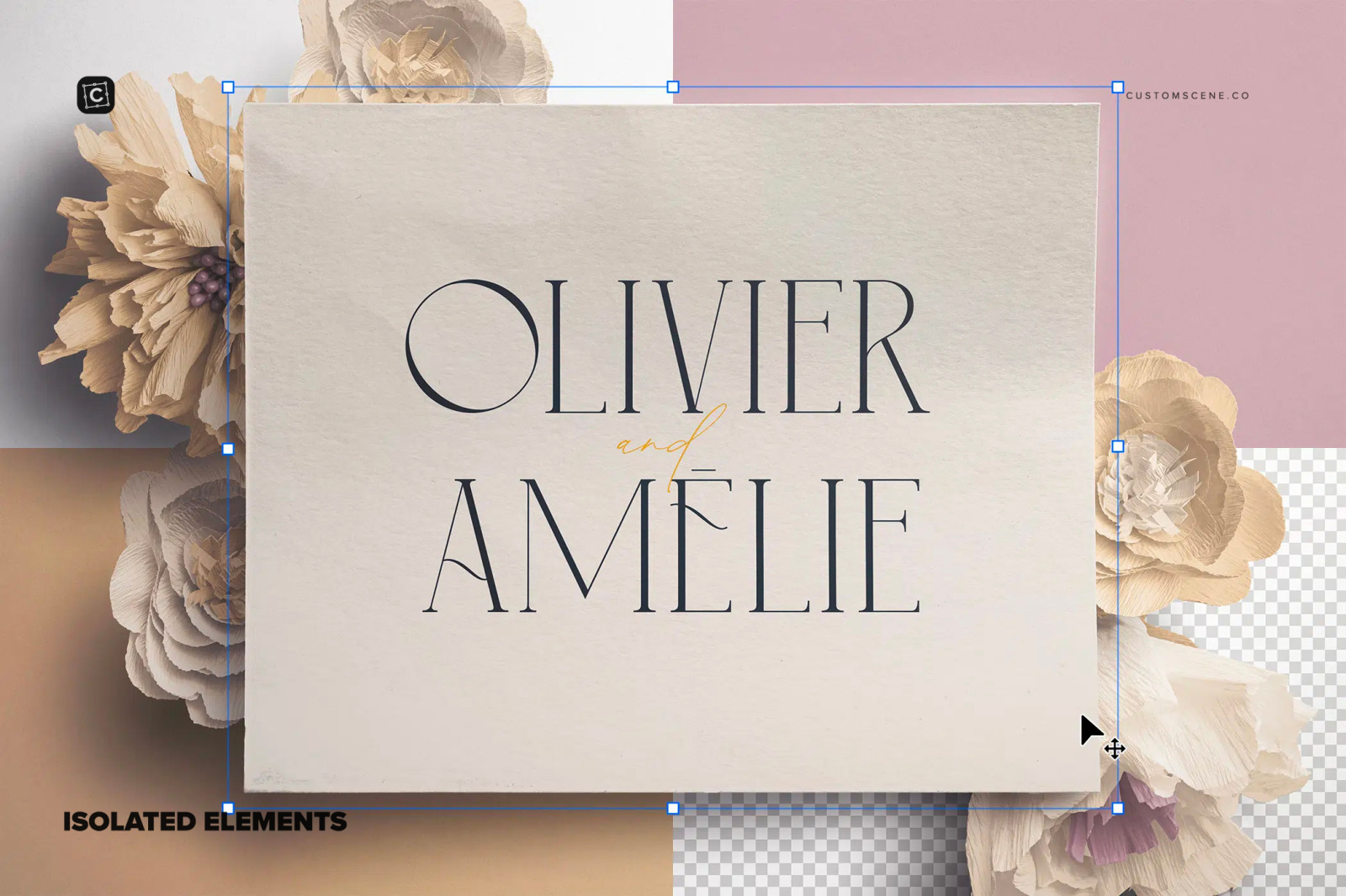 Logo Mockup with Paper Flowers Logo Mockup with Paper Flowers