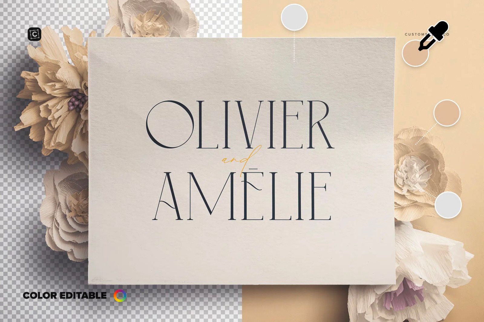 Logo Mockup with Paper Flowers Logo Mockup with Paper Flowers