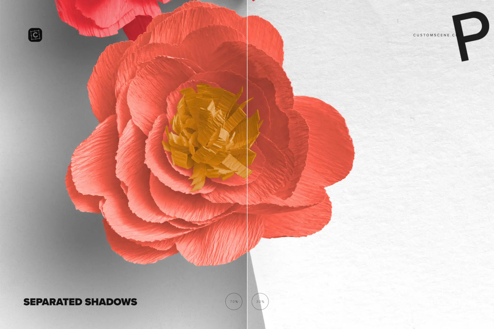 Logo Mockup with Paper Flowers Logo Mockup with Paper Flowers