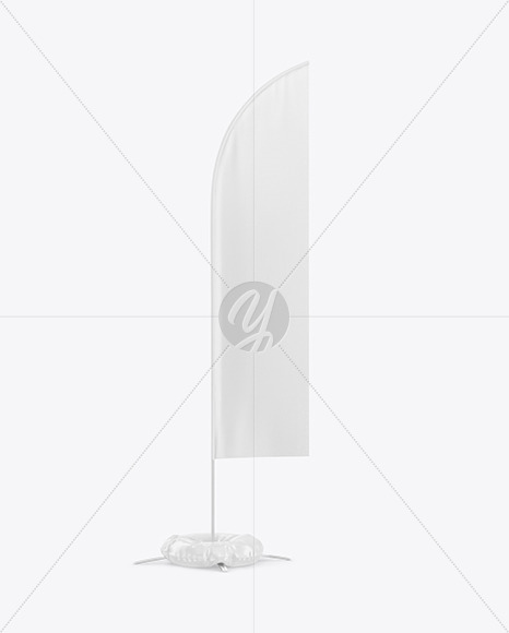 Convex Flag with Metallic Base and Weight Circle Mockup