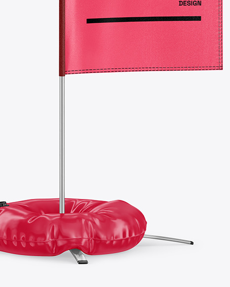 Convex Flag with Metallic Base and Weight Circle Mockup