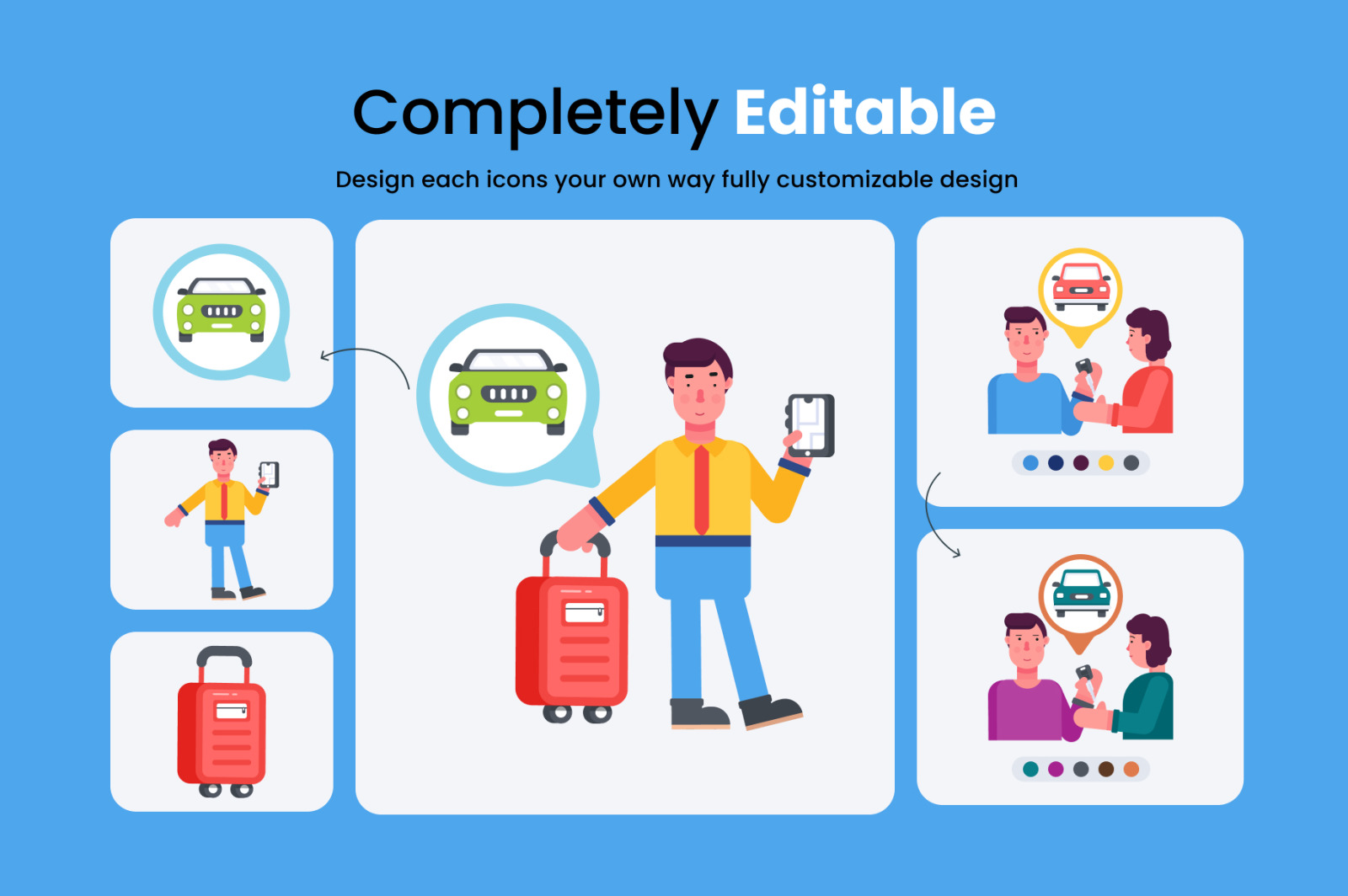 Ride Sharing and Transportation Icons Ride Sharing and Transportation Icons