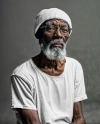 An Elderly Man Wearing T-Shirt and Beanie Mockup