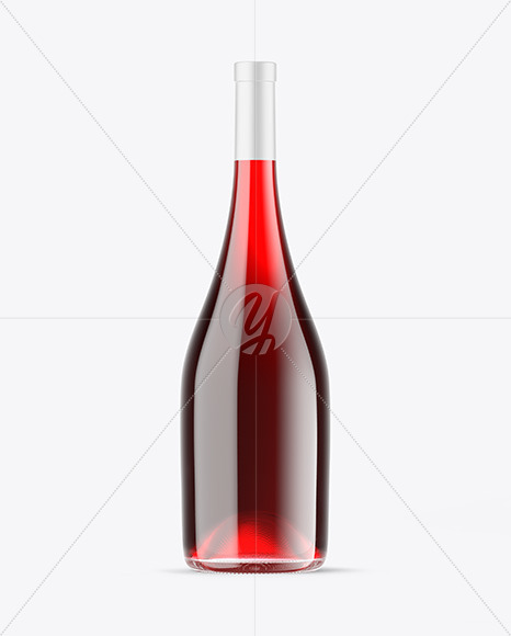 Clear Glass Red Wine Bottle Mockup