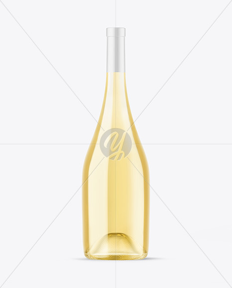 Clear Glass White Wine Bottle Mockup