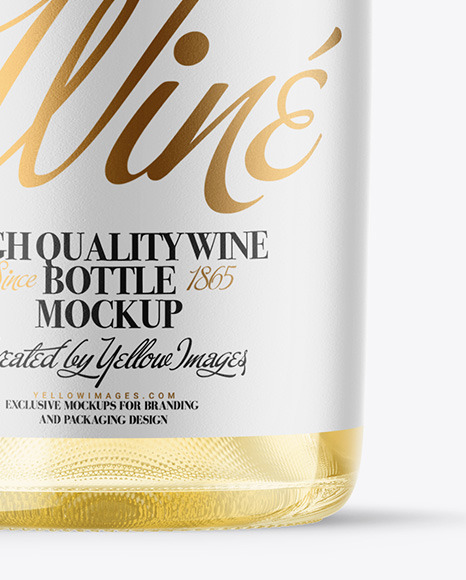 Clear Glass White Wine Bottle Mockup