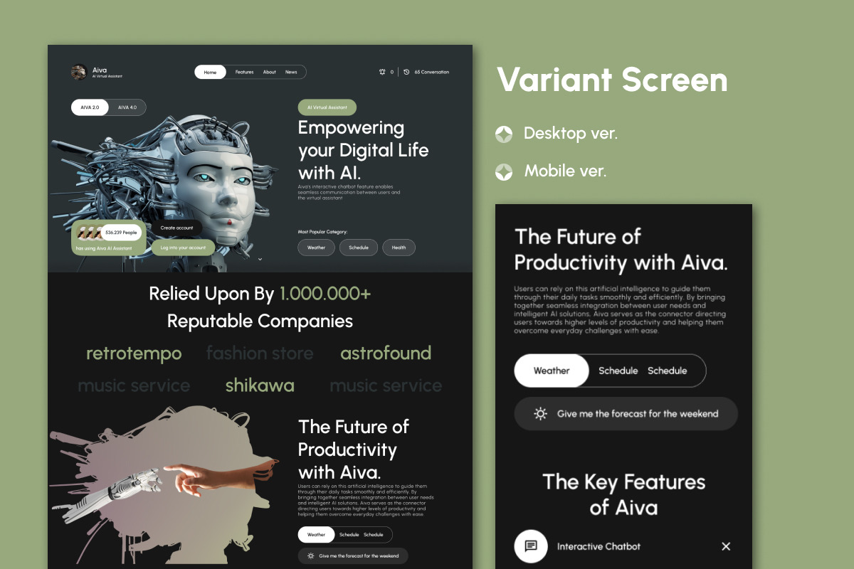 Aiva - AI Chatbot Landing Page V1