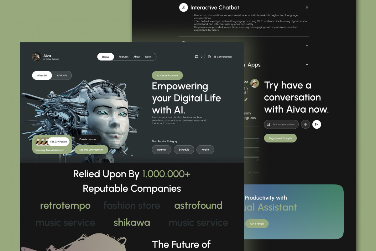 Aiva - AI Chatbot Landing Page V1 Aiva - AI Chatbot Landing Page V1