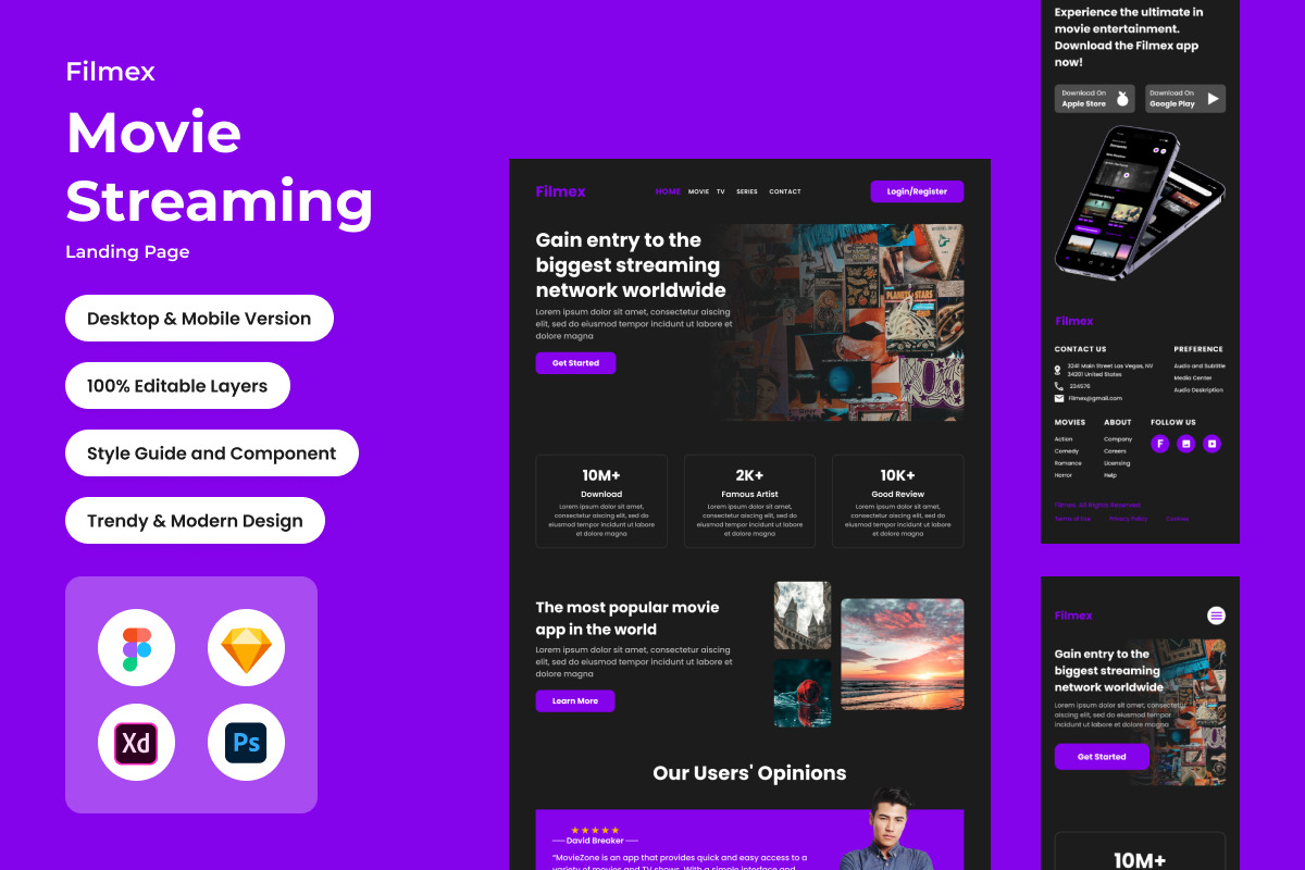 Filmex - Movie Streaming Landing Page V1