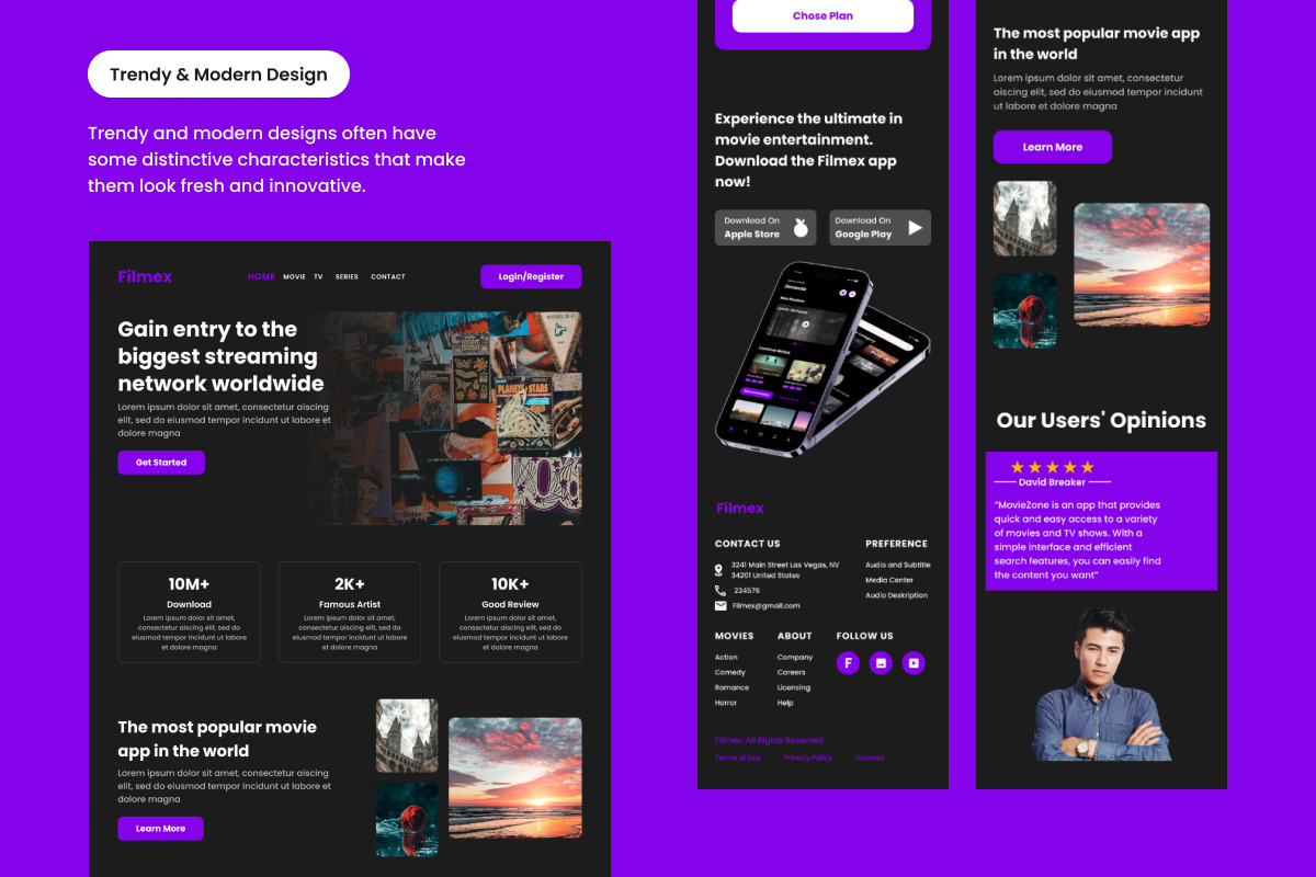 Filmex - Movie Streaming Landing Page V1