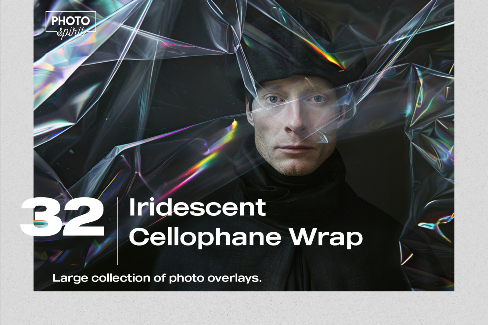 32 Iridescent Cellophane Wrap Effect Photo Overlays