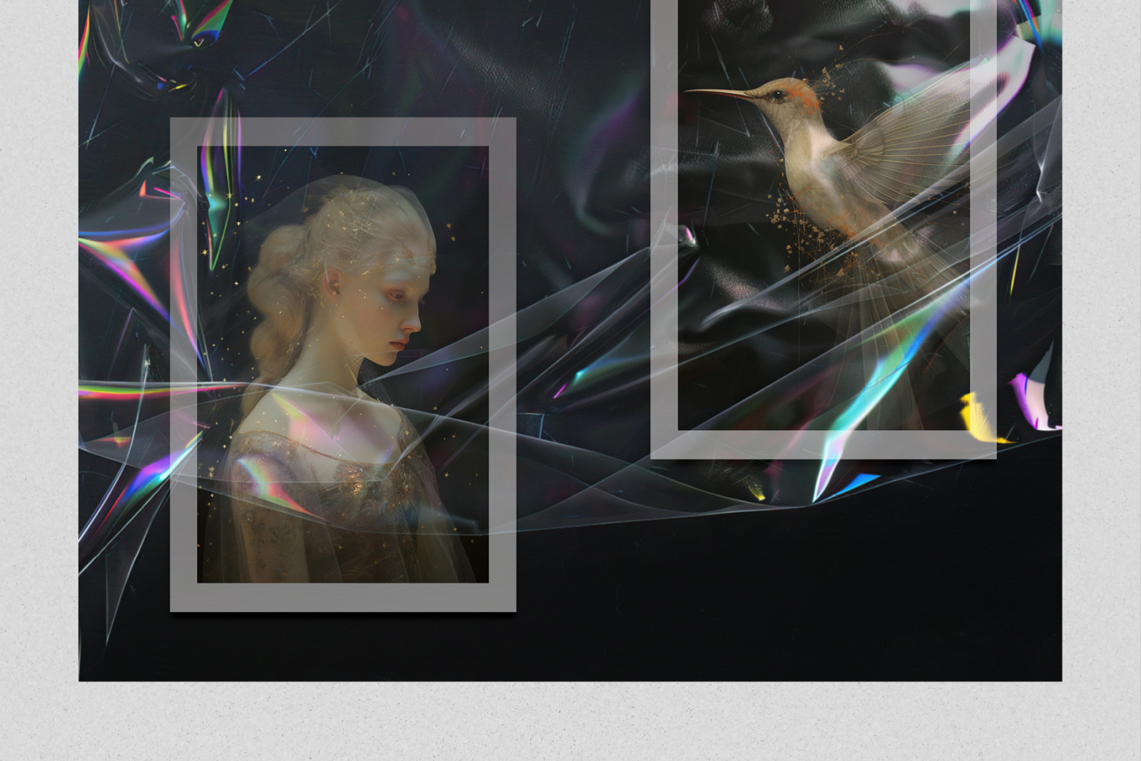 32 Iridescent Cellophane Wrap Effect Photo Overlays