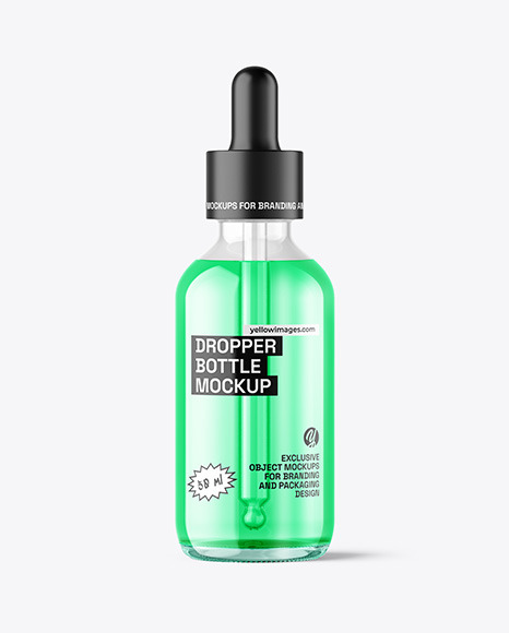 Color Liquid Glass Dropper Bottle Mockup