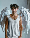 Man with Wings Wearing a Tank Top Mockup