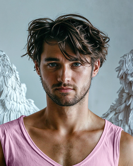 Man with Wings Wearing a Tank Top Mockup