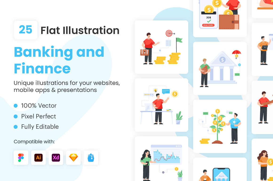 Flat Banking and Finance Illustrations Flat Banking and Finance Illustrations