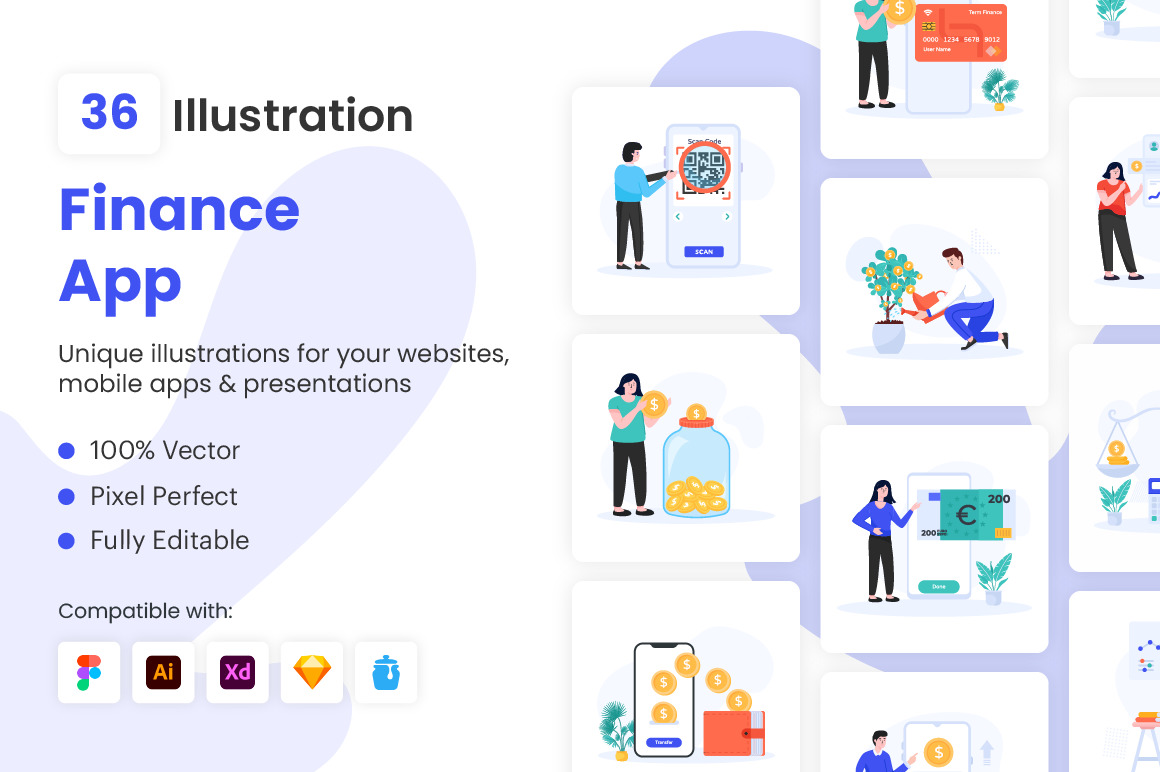 Flat Finance App Illustrations Flat Finance App Illustrations