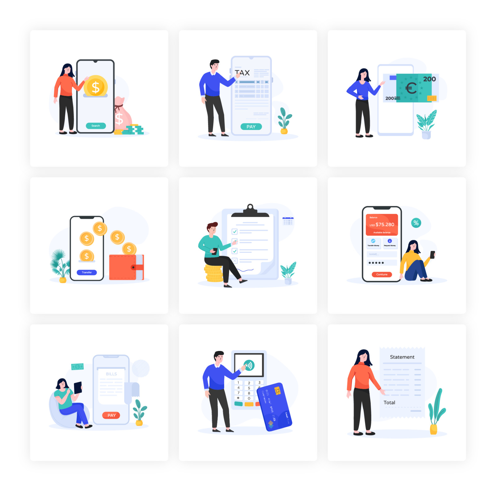 Flat Finance App Illustrations Flat Finance App Illustrations