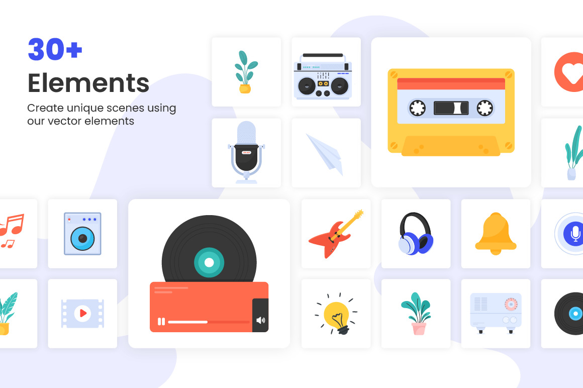 Flat Music App Illustrations Flat Music App Illustrations