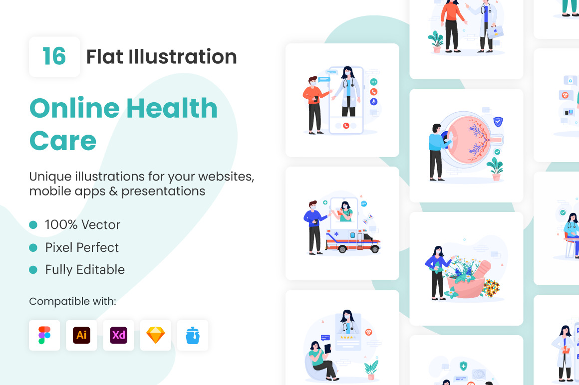 Flat Healthcare App Illustrations Flat Healthcare App Illustrations