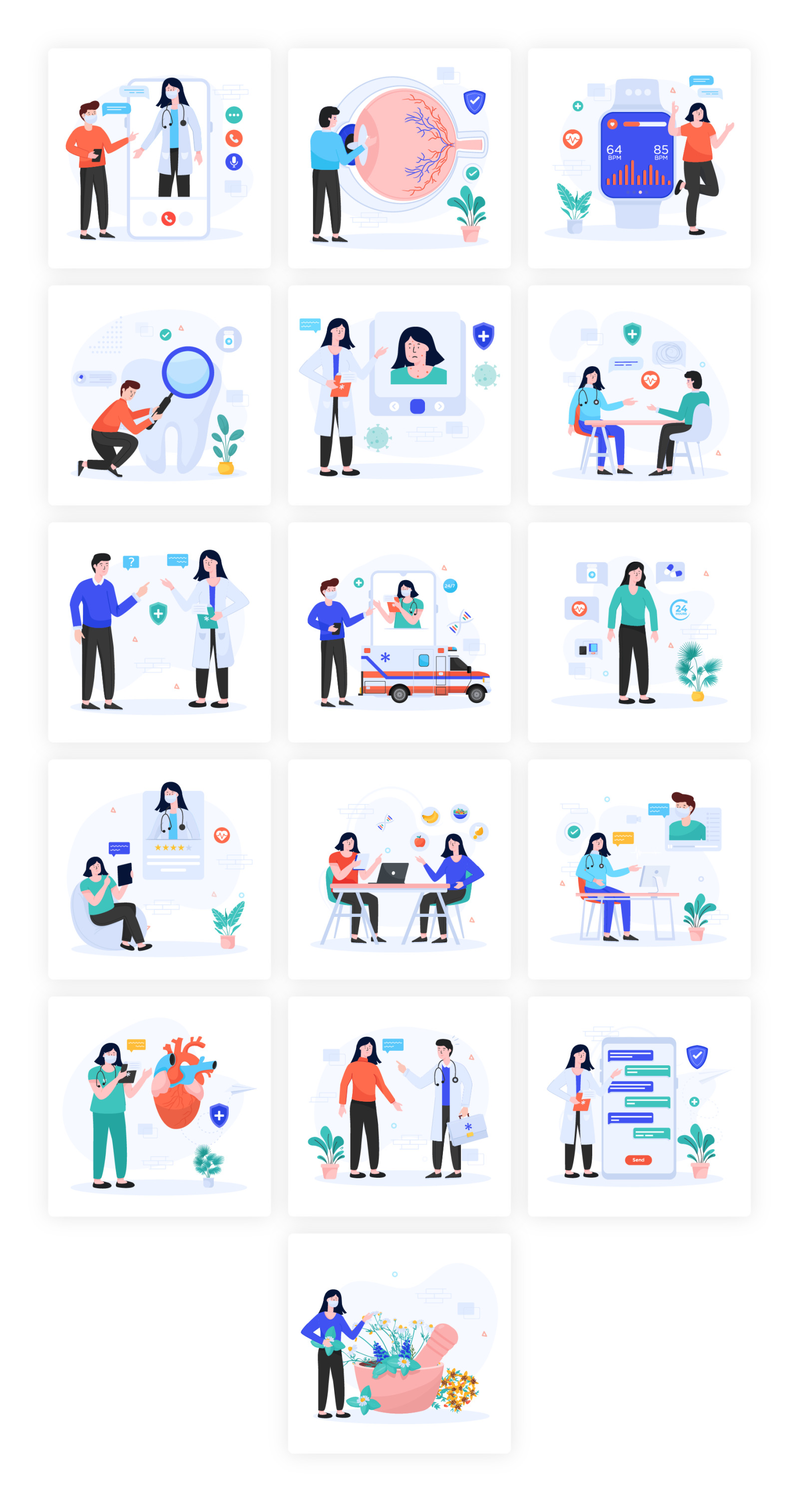 Flat Healthcare App Illustrations Flat Healthcare App Illustrations