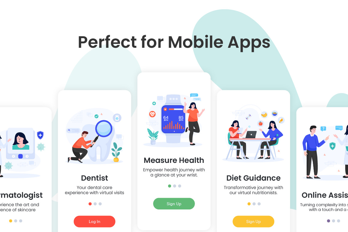 Flat Healthcare App Illustrations Flat Healthcare App Illustrations