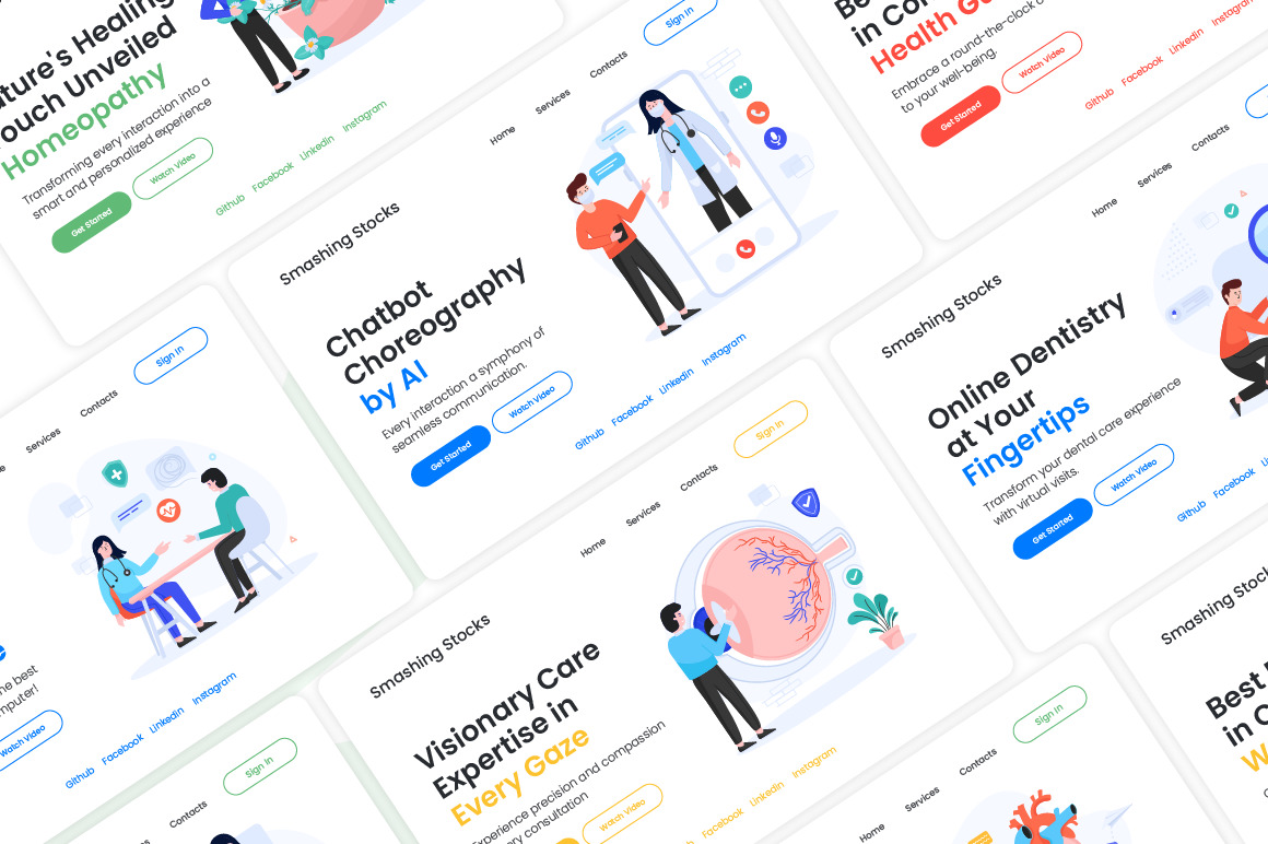 Flat Healthcare App Illustrations Flat Healthcare App Illustrations