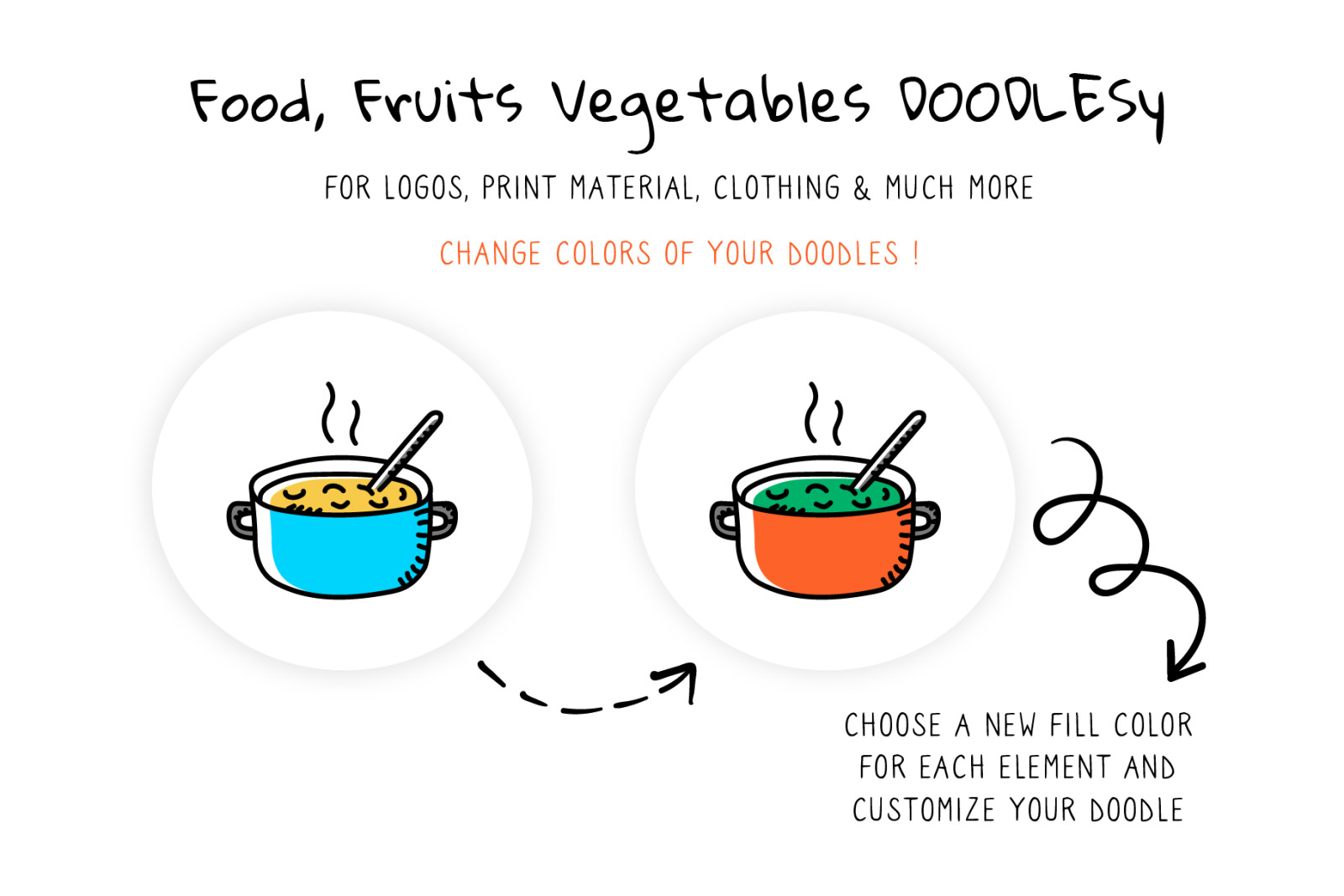 Fruits and Vegetables Doodle Icons