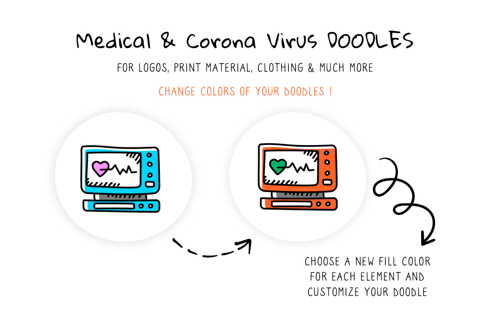 Coronavirus Precautions Doodle Icons