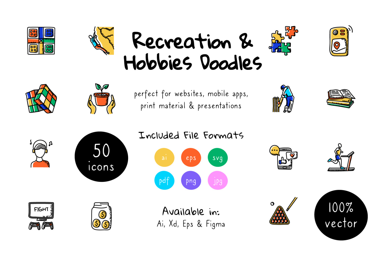 Sports and Hobbies Doodle Icons Sports and Hobbies Doodle Icons