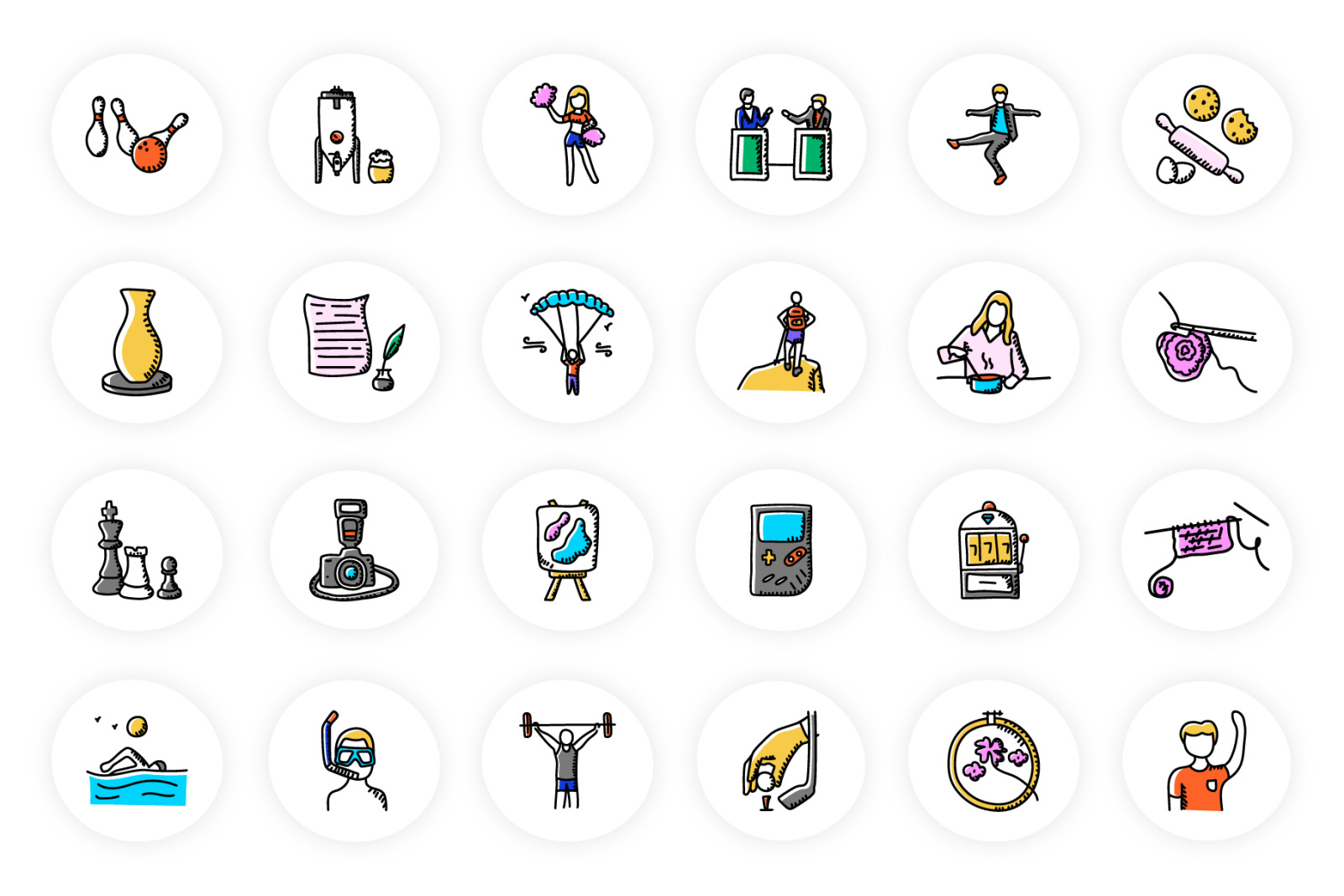 Sports and Hobbies Doodle Icons Sports and Hobbies Doodle Icons