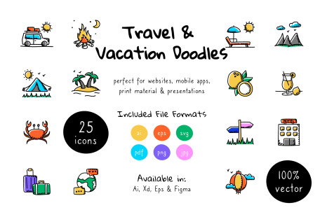 Travel and Tourism Doodle Icons - Traveling