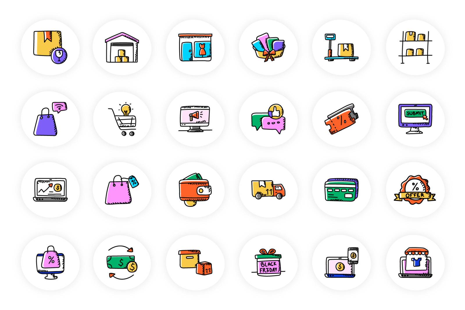 Shopping and Ecommerce Doodle Icons Pack Shopping and Ecommerce Doodle Icons Pack